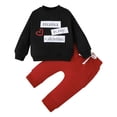 thumbnail image 1 of Generic Kids Valentine Outfits Baby Girls Boys Print Letter Autumn Valentine's Day Long Sleeve Crew Neck Tops Sweatshirt Pants Pullover Set Clothes(18-24 Months,Red), 1 of 3