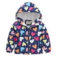 thumbnail image 1 of Generic Kids Warm Overcoats Windproof Toddler Boys Girls Winter Hooded Cartoon Printed Top Long Sleeve Zipper Padded Thick Jacket with Pockets(D,18-24 Months), 1 of 9