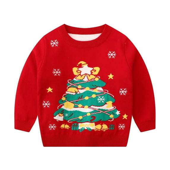 Generic Kids Winter Holiday Print Hoodie Christmas-Themed Children'S Graphic Sweatshirt Toddler Boys Girls Christmas Sweaters New Year's Knitwear Cute Tulle Holiday Party Top