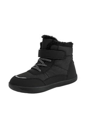 Kids Winter Snow Boots Boys Girls Barefoot Winter Boots with Wide Toe Box Slip Drop Sole Ankle Boot for Toddler Big Kid Hiking Outdoor Ankle Walking Boots (3.5-4 Years,Black)