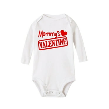 Generic Kids Winter Wonderland Outfits Autumn Winter Baby Valentine's Day Toddler Girls Boys Letter Heart Prints Long Sleeves Crew Neck Jumpsuit Romper(6-12 Months,White)