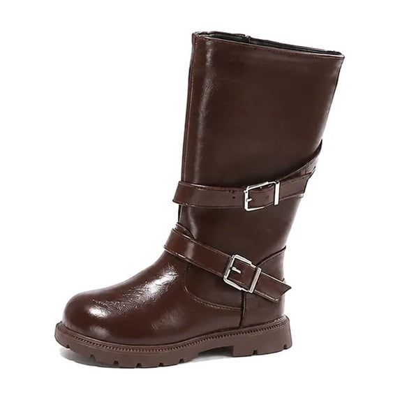 Generic Knee High Boots for Girls Size 12.5, Side Zipper Tall Booties ...
