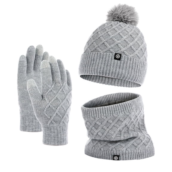 Generic Knitted Hat Scarf Glove Set For Women Warm Gloves Winter Scarf Winter Set For Cold Weather Gift Winter Hat Scarf Glove Set For Maximum Warmth