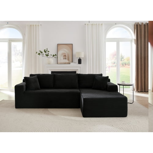 Generic L-Shaped Cloud Sectional Sofa with Deep Seat,No Assembly Required,Modular Couches Sleeper for Living Room,Bedroom,Apartment,Black