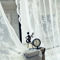 Generic Lace Curtains for Bedroom - Country Floral Lace Curtains , Scalloped Macrame Sheer Lace Curtains for Guest Room, Rod Pocket Lace Panel Curtains