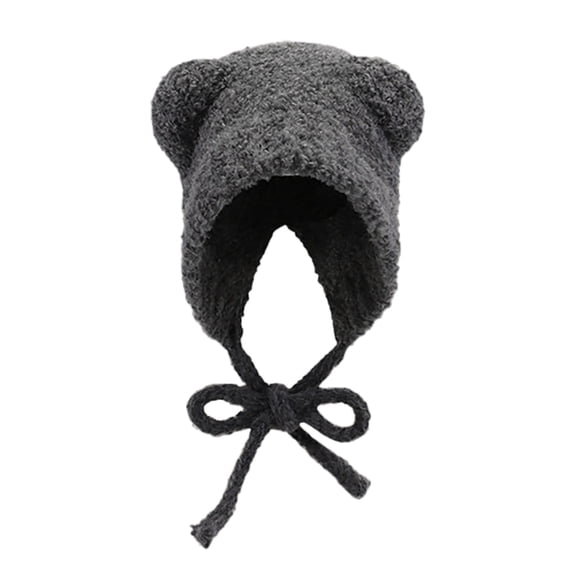 Generic Ladies Cable Knit Ear Protection Hat Women'S Winter Warm Earflap Hat Hat Female Cute Bear Ears Warm Knitted Ear Cap Sweet Show Young Everything Winter Woolen Hat