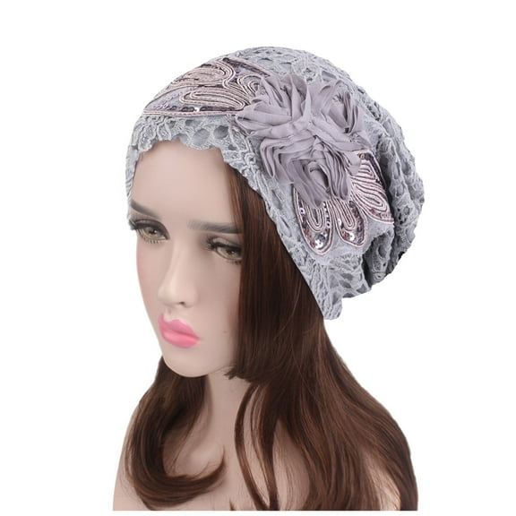 Generic Ladies' Ribbed Knit Beanie Stylish Knit Hat For Men And Women Fashionable Winter Beanie Women's ethnic style lace sequined large flower ear cap Men And Women Cozy Ribbed Beanie