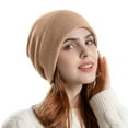 thumbnail image 1 of Generic Ladies' Ribbed Knit Winter Hat Women'S Cabled Knit Slouch Hat Winter Knitted Pile Hat Warm Confinement Hat Wild Hat Female Big Head Circumference Baotou Cold Hat Unisex Knit Beanie Cap, 1 of 3