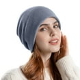 thumbnail image 1 of Generic Ladies' Ribbed Knit Winter Hat Women'S Cabled Knit Slouch Hat Winter Knitted Pile Hat Warm Confinement Hat Wild Hat Female Big Head Circumference Baotou Cold Hat Unisex Knit Beanie Cap, 1 of 3