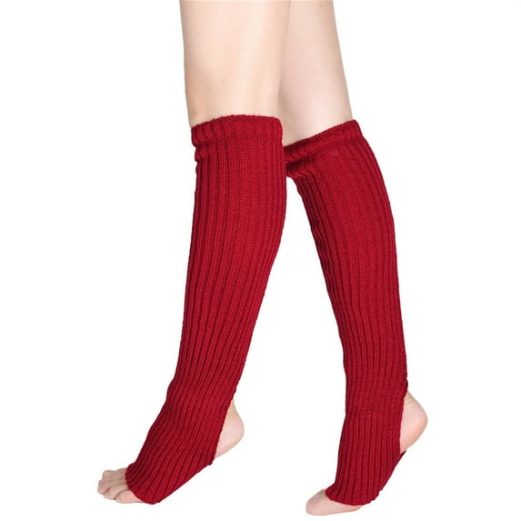 Generic Ladies Stylish Over-The-Knee Leg Warmers Women's Winter Solid Color Knitted Socks Yoga Dance Foot Sleeves Wool Leg Protectors Stepping Feet Stacking Socks