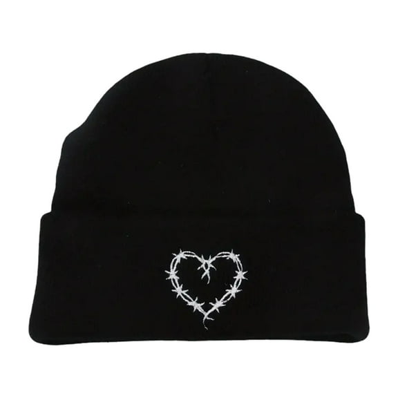 Generic Ladies Thermal Knit Beanie Cap Women'S Pom Pom Knit Winter Hat Unisex Knitted Hat With Love Embroidery Warm And Fashionable Woolen Hat Unisex Knit Beanie Hat