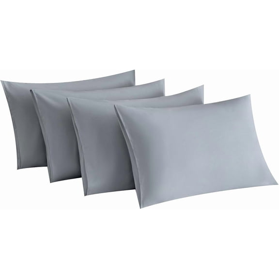 Generic Light Grey Pillowcases Set of 4 Standard Size- Gray Pillow Cases Super Soft, Smooth and Breathable - Envelope Design - Machine Washable Lightweight (20X26 Inches (4 PIECE))