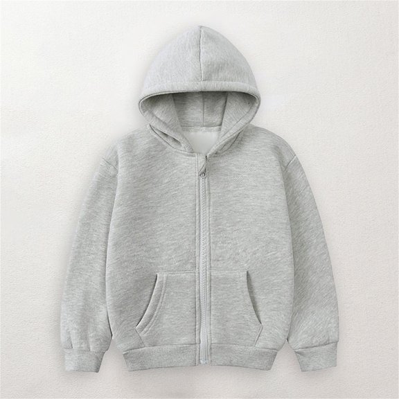 Generic Lightweight Coat for Children's Casual Toddler Kids Baby Outwear Long Sleeve Round Neck Solid Color Jacket Zipper Hooded Windproof for Girls Boys Comfortable Hoodies ﻿ (6-7 Years,Grey)