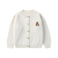 thumbnail image 1 of Generic Little Baby Girls Autumn Winter Knit Sweater Long Sleeve Bear Embroidery Button Up Cardigan Knitwear for 1-8 Years, 1 of 2