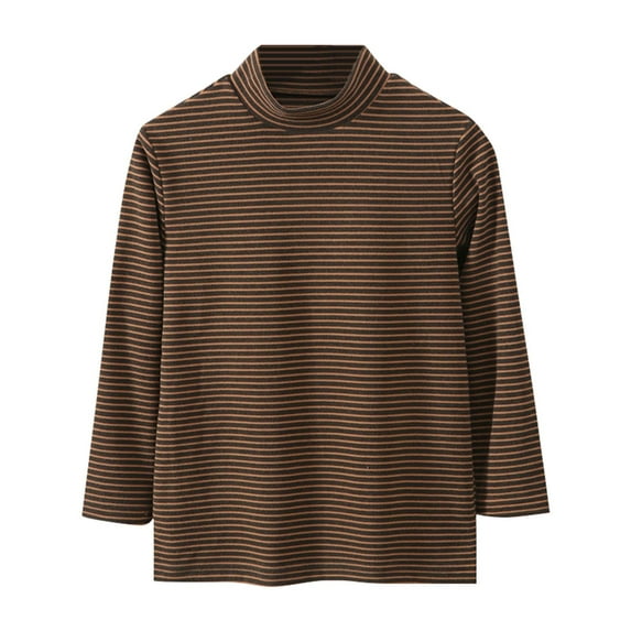 Generic Little Girls And Boy Long Sleeve Tee Shirts Soft Turtleneck Layering Pullover Slim Stretchy Tops Autumn Winter Clothes for Holiday Christmas Party(9-10 Years Brown)