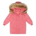 thumbnail image 1 of Generic Little/big Kids Girls 2024 New Winter Thick Coat Hooded Furry Collar Solid Color Zipper Button Coat with Pockets for Holiday Winter Party Christmas（11-12 Years Red）, 1 of 8