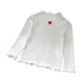 thumbnail image 1 of Generic Long Sleeve Sweater for Kids Kids Toddler Baby Girls Spring Heart Print Cotton Ruffle Long Sleeve Knitted T Shirt Pullover Tops Clothes(White,6-7 Years), 1 of 4