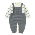 thumbnail image 1 of Generic Long Sleeve Sweater for Baby Baby Girls Boys Cotton Long Sleeve Striped Knitted Sweater Romper Jumpsuit Outfits Clothes(Grey,6-12 Months), 1 of 4