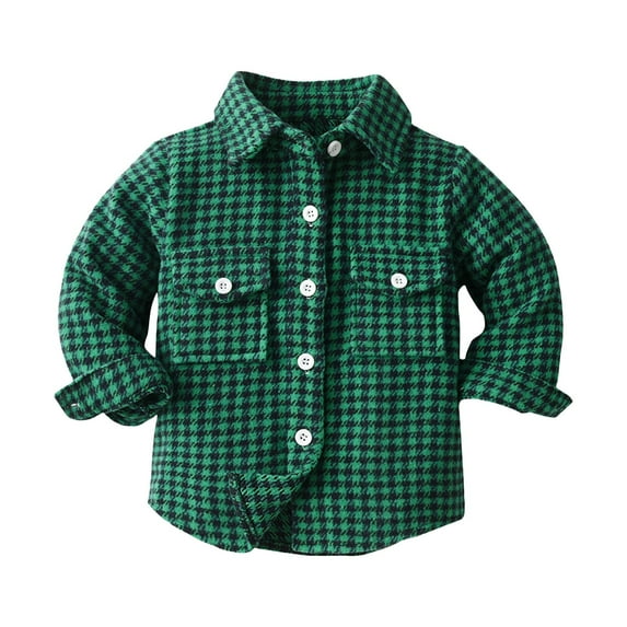 Generic Walmart Deals Coat for Kids Casual Spring Toddler Boys Girls Shirt Coats Jacket Plaid Long Sleeve Turn Down Collar Button Tops Outwear for Fashion Breathable Hoodies(3-6 Months,A)