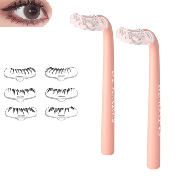 Generic Lower Lash Stamp with Ink - Reusable Bottom Eyelash Stamp for Lasting Lashes, DIY Lower Lashes Extensions Natural Look for Make up Beginner (Transparent+Ink)