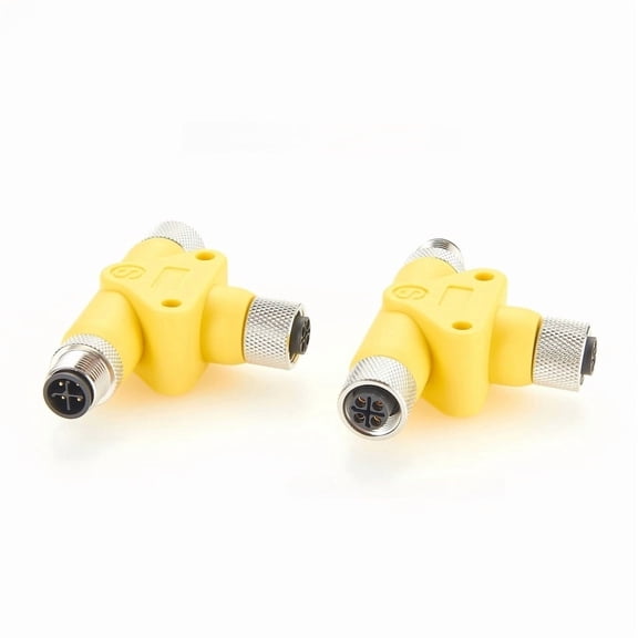 Generic M12 S Code Tee Splitter S Coding 4 Pin Male to Female T Splitter Connector Cable Power T Coupler Circular Adapter for Automation