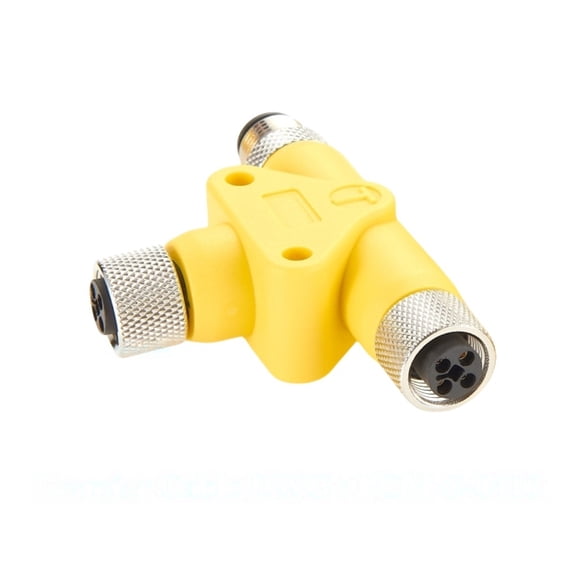 Generic M12 T Coding T Splitter Connector T Code 4 Pin Field Connector 3 Way T coupler Circular Power Field Adapter For Servo Motors