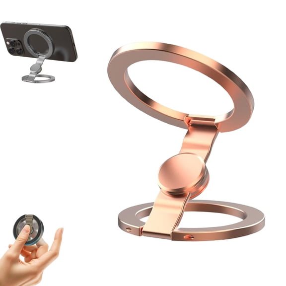 Generic Magnetic Phone Stand and Spinner, Aluminum Double Sided Folding Rotatable Ring Holder for Desk