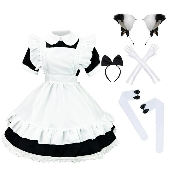 Generic Maid Outfit Anime French Maid Apron Classic Lolita Fancy Dress Cosplay Costume for Halloween Party