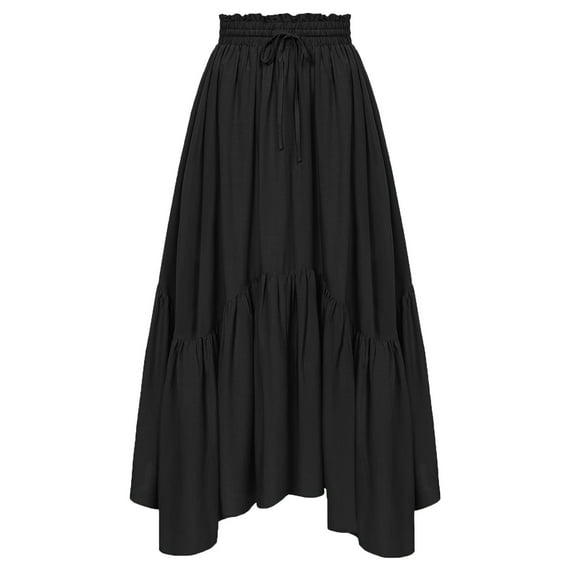Generic Maxi Skirts for Women Renaissance Skirt Medieval Womens Long Skirts Flowy Bohemian Pirate Skirts