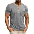 thumbnail image 1 of Generic Men Henley Tshirts Raglan Short Sleeve Casual Button Tee Shirts Summer Vintage Going Out Tops with Pocket, 1 of 5