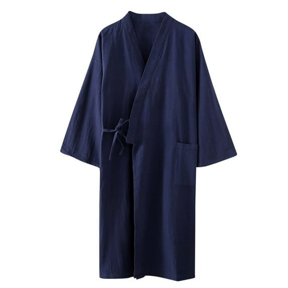 Generic Men Kimono Robe Cotton Yukata Spa Sauna Bathrobe Sleepwear Japanese Kimono for Women Loungewear Nightgown Dressing