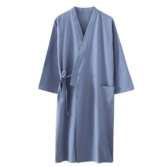 Generic Men Kimono Robe Cotton Yukata Spa Sauna Bathrobe Sleepwear Japanese Kimono for Women Loungewear Nightgown Dressing