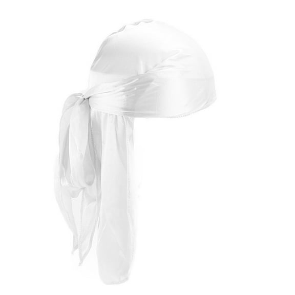 Generic Men Women Durag Extra Long-Tail Headwraps Silky Satin Pirate Cap Bandana Hat for 360 Waves