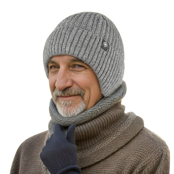 EnJoCho Men'S And Women'S Ribbed Knit Beanie With Ear Covers Men Knitted Hat Women Earflap Winter Hats Mens Wool Cap Warm Cap Slouchy With Ear Warmer