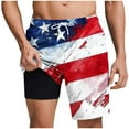thumbnail image 1 of Generic Men's American Flag Swim Trunks 6" Inseam Board Short with Compression Liner (S-3XL), 1 of 5