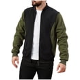 thumbnail image 1 of Generic Men's Baseball Jackets Color Block Zip Up Long Sleeve Stand Collar Sweatshirt Fashion Spring Fall Trendy Coat, 1 of 7