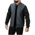 thumbnail image 1 of Generic Men's Baseball Jackets Color Block Zip Up Long Sleeve Stand Collar Sweatshirt Fashion Spring Fall Trendy Coat, 1 of 7