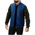 thumbnail image 1 of Generic Men's Baseball Jackets Color Block Zip Up Long Sleeve Stand Collar Sweatshirt Fashion Spring Fall Trendy Coat, 1 of 7