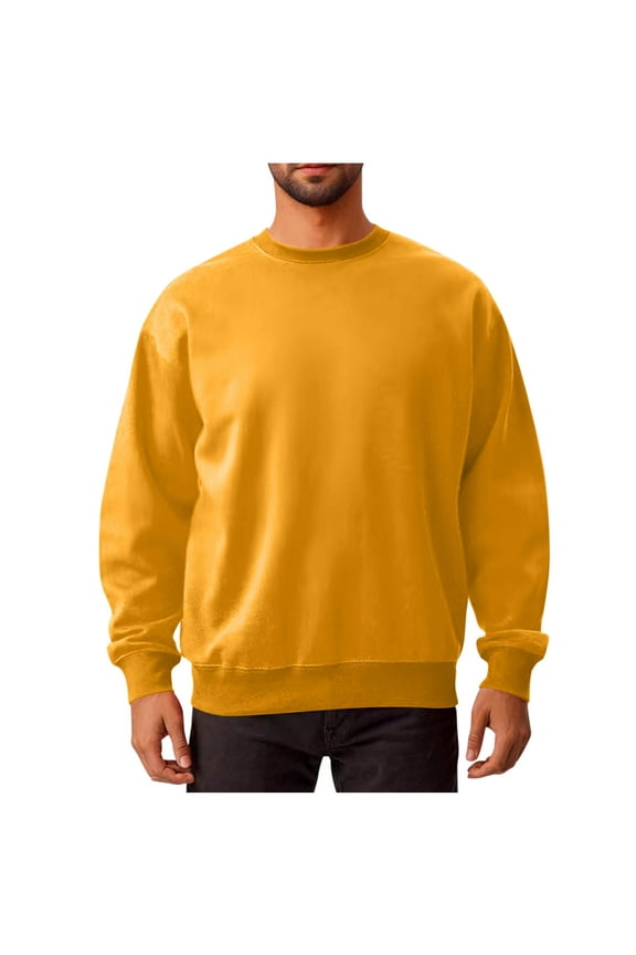 Men's Basic Crewneck Sweatshirts Spring Soft No Hood Long Sleeve Pullover Tops Casual Loose Fit Shirts