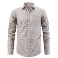 thumbnail image 1 of Generic Men's Business Casual Dress Shirts Cotton Lapel Button Down Plaid Shirt Long Sleeve Slim Fit Workwear with Pocket, 1 of 5