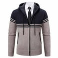 thumbnail image 1 of Generic Men's Cardigan Sweaters Fleece Thicken Warm Cardigan Top Knit Stand Collar Zipper Outerwear Trendy Color Block Jacket, 1 of 7