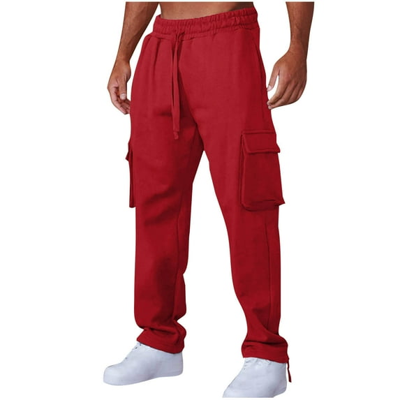 Generic Men's Cargo Fleece Sweatpants Casual Sports Slim Trousers Open Bottom Athletic Drawstring Tactical Pants Trousers