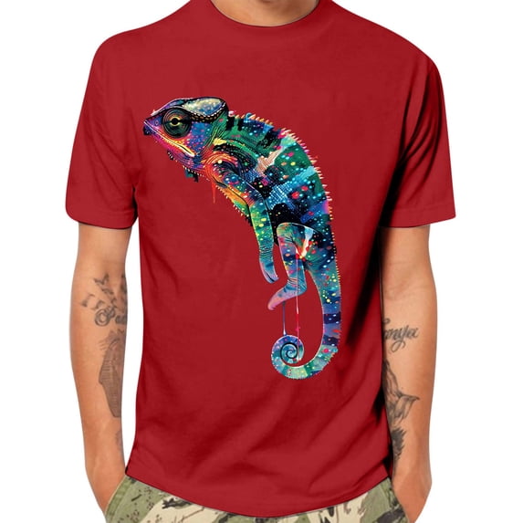 Generic Men's Casual Animal Shirt Retro 3D Printing Graphic Crew Neck Short Sleeve Tops