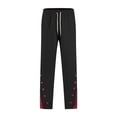 thumbnail image 1 of Generic Men's Casual Athletic Basketball Pants Plaid Print Side Button Decor Drawstring Elastic Waist Trousers Sweatpants, 1 of 6