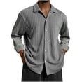thumbnail image 1 of Generic Men's Casual Button Down Shirts Textured Lapel Casual Loose Fit Tops Long Sleeve Fall Lightweight Solid Jackets, 1 of 2