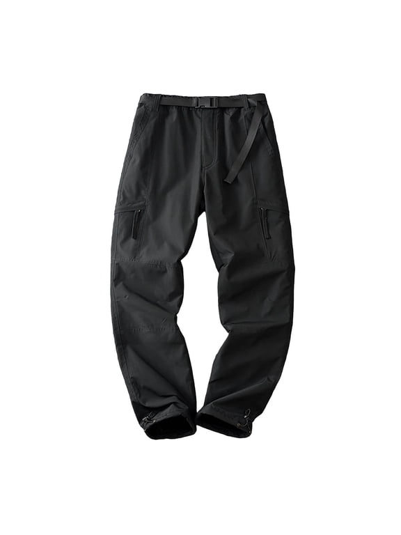 Men's Casual Fleece Sweatpants Lined Winter Thermal Thick Work Pant Outdoor Hiking Track Trouser with Multi Pockets