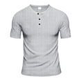 thumbnail image 1 of Generic Men's Casual Linen Henley Shirt Short Sleeve Summer Shirts Band Collar Summer Beach Hippie T-Shirts, 1 of 6