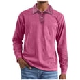 thumbnail image 1 of Generic Men's Casual Polo Shirts Classic Button Basic Long Sleeve Shirt Solid Color Cotton Tees Stylish Tops, 1 of 5