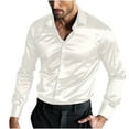 thumbnail image 1 of Generic Men's Casual Shiny Satin Dress Shirts Long Sleeve Button Down Silk Shirt, 1 of 5