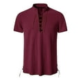 thumbnail image 1 of Generic Men's Casual Shirt Pirate Vintage Short Sleeve Lace Up Renaissance Costume Beach Top, 1 of 5